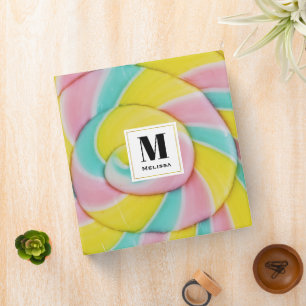 Classeur Pastel Rainbow Spiral Candy Photo Monogramme