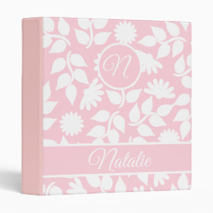 Classeur Pastel rose gras floral - monogrammed
