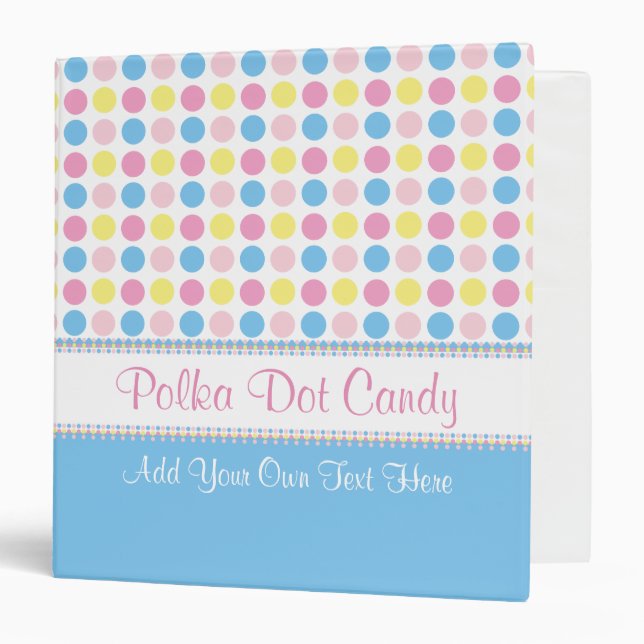 Classeur Pastels Girly de sucrerie de point de polka (Devant/Intérieur)