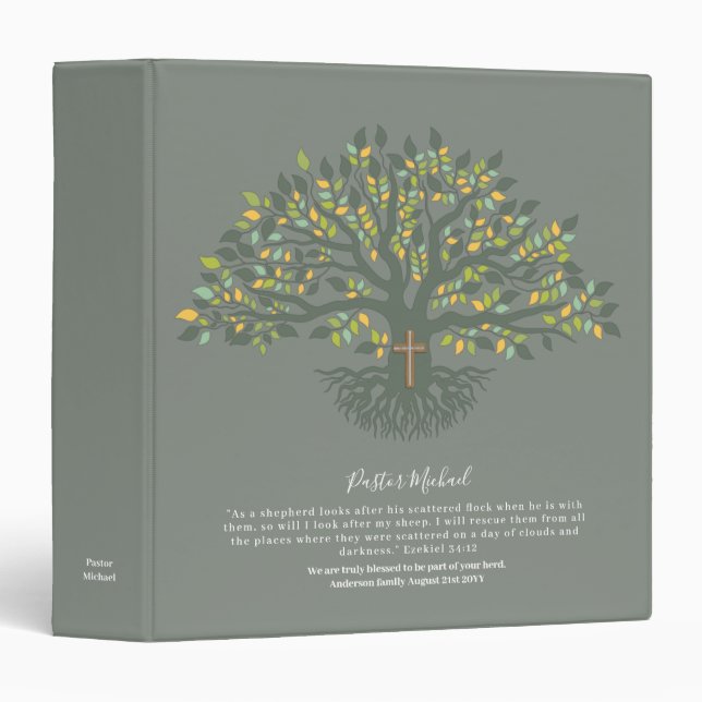 Classeur Pasteur Officiant Cadeau Merci Cadeau, Ezekiel 34 (Devant/Côté)