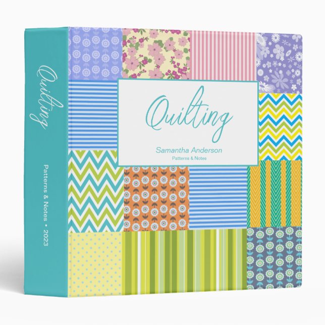 Classeur Patchwork Quilting Motifs personnalisés (Devant/Côté)