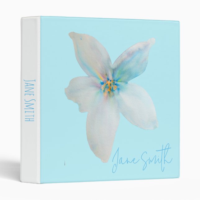 Classeur Pâte de fleur d'aquarelle à fleurs blanches (Devant/Côté)