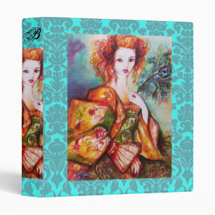 Classeur PÂTE ROMANTIQUE ET PEACOCK, Damas bleu Turquoise