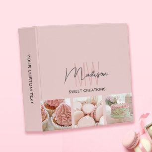 Classeur Pâtisserie personnalisée avec logo monogramme rose