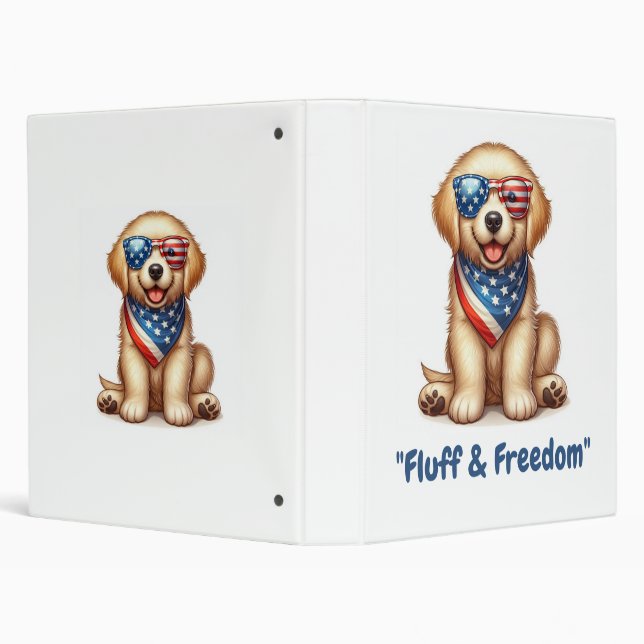 Classeur Patriotic Pup – USA Golden Retriever Binder (Arrière-plan)