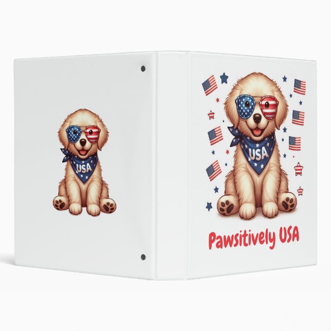Classeur Patriotic Pup – USA Golden Retriever Binder (Arrière-plan)