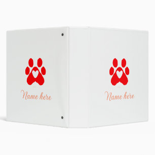 Classeur Patte de chien cœur rouge animal familier ajouter 