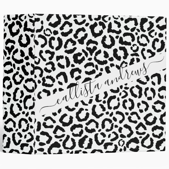 Classeur Patteries du Black White Leopard animal (Devant/Côté)