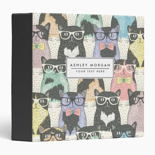 Classeur Patters de Cute Hipster Cats (Devant/Côté)