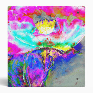 Classeur Pavot rose, aquarelle peinture florale