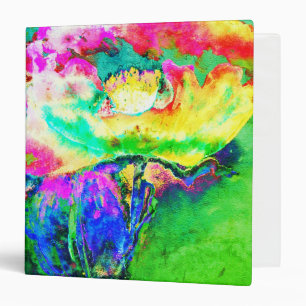 Classeur Pavot rose jaune abstrait aquarelle abstraite