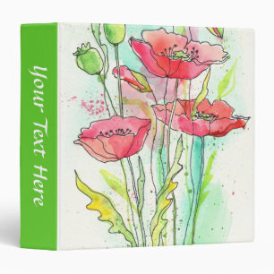 Classeur Pavots peints d'aquarelle