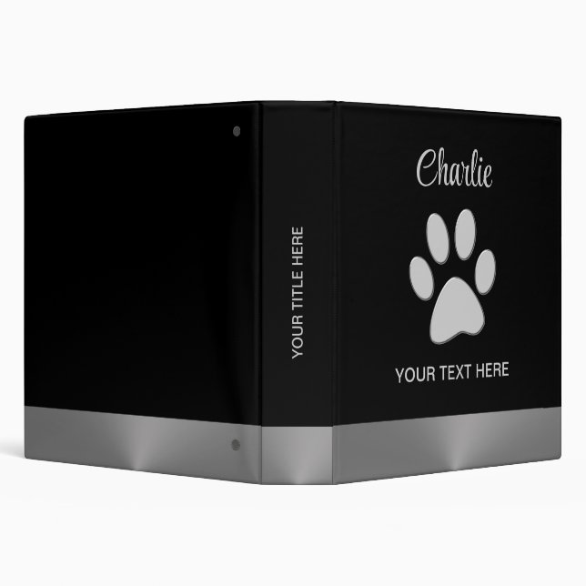 Classeur Paw Chien Argent sur arrière - plan noir (Arrière-plan)