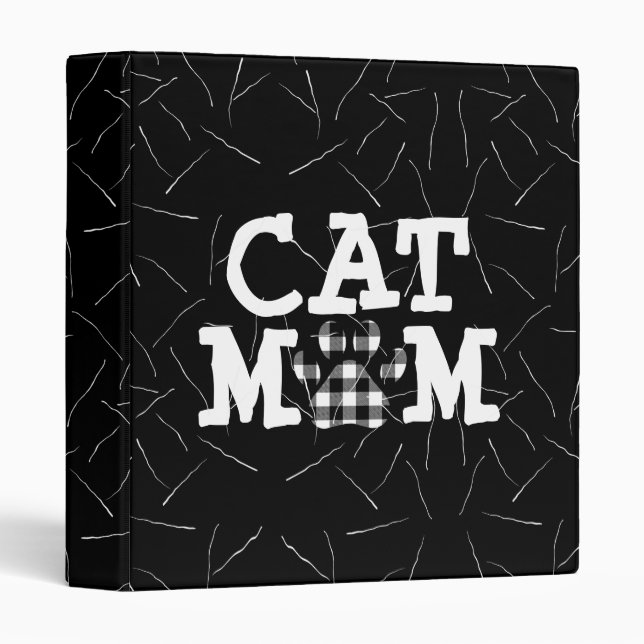 Classeur Pawprint maman chat avec cheveux chats (Devant/Côté)