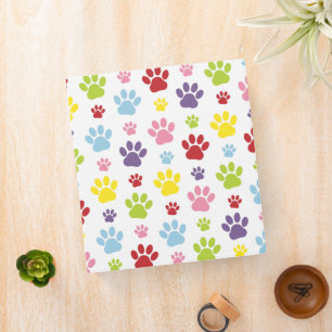 Classeur Paws colorés, Motif Paw, Paws de chien, Empreintes