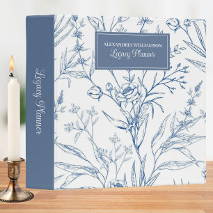 Classeur Pays Bleu & Blanc Floral Fin de vie planificateur