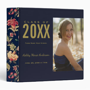 Classeur Pays Floral Blue Gold Graduation Memory Album