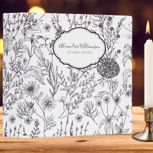 Classeur Pays noir et blanc Floral Fin de vie planificateur