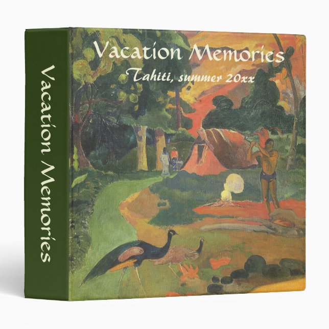 Classeur Paysage avec des paons par Paul Gauguin (Devant/Côté)