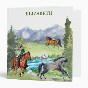 Classeur Paysage de l'aquarelle de Cheval de Cowgirl