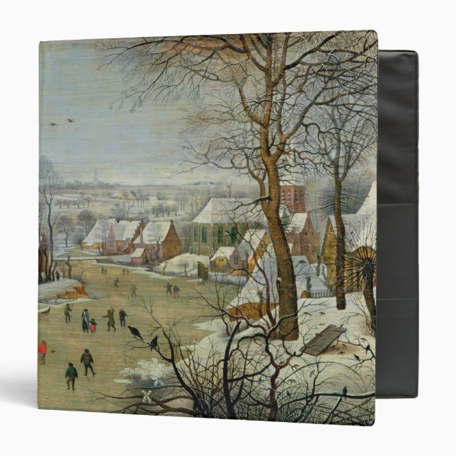 Classeur Paysage d'hiver avec des patineurs et un piège (Devant/Intérieur)