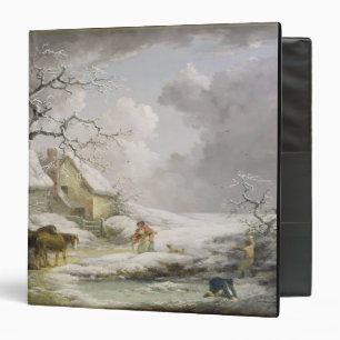 Classeur Paysage hivernal avec des hommes qui font des vagu