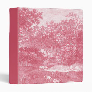 Classeur Paysage pastoral rose de Toile de Jouy Shabby