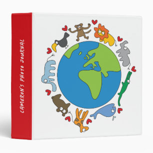 Classeur Peace And Love Cute Cartoon Animaux du monde