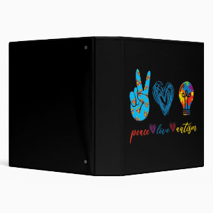 Classeur Peace Love Autism Puzzle Ribbon Autism Awareness P