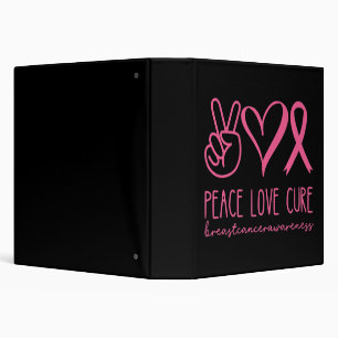 Classeur Peace Love Cure rose Ruban Guerrier Cancer du sein