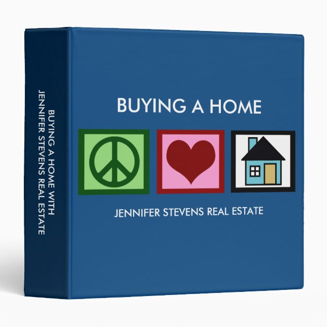 Classeur Peace Love Immobilier Société Realtor Personnalisé (Devant/Côté)