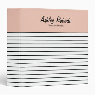 Classeur Peach rose tendance Black White Stripes School