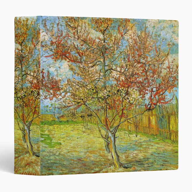 Classeur Peach Tree rose en fleurs par Vincent van Gogh (Devant/Côté)