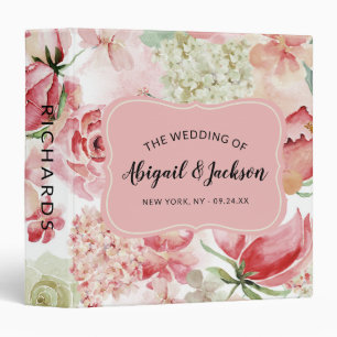 Classeur Peach Watercolor Floral Chic Mariage Album photo