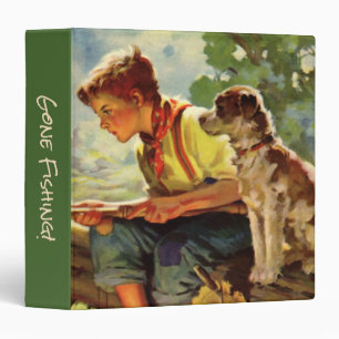 Classeur Pêche à l'ancienne, garçon avec son chiot et des v