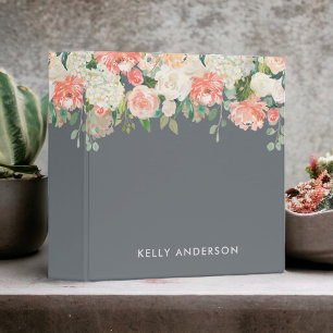 Classeur Pêcher Floral sur Arrière - plan gris avec votre n