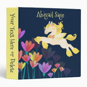Classeur Pégase et fleurs colorées Cheval volant
