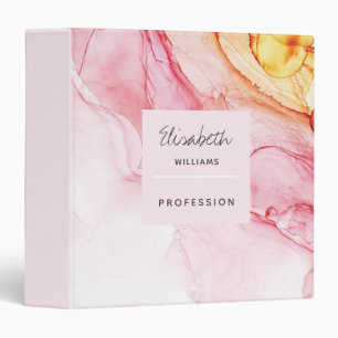 Classeur Peinture à l'encre rose abstraite personnalisée