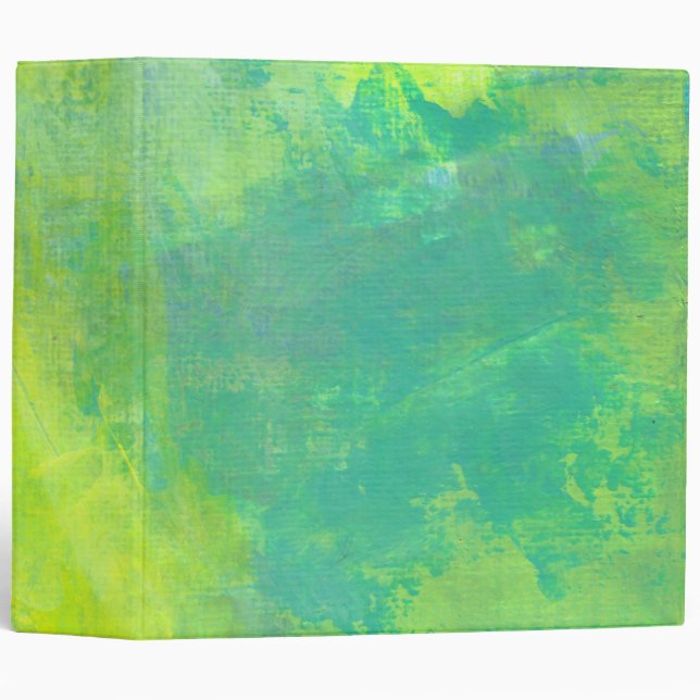 Classeur Peinture Abstraite en vert et jaune (Devant/Côté)