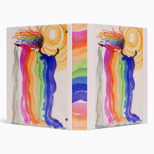 Classeur Peinture d'aquarelle de femme d'arc-en-ciel de