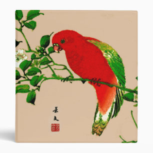 Classeur Peinture japonaise vintage d'un perroquet, rouge e
