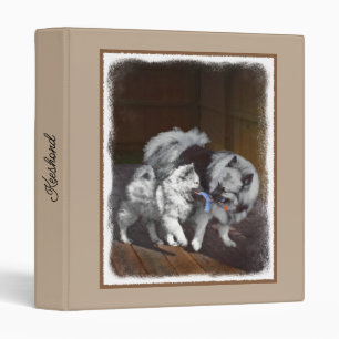 Classeur Peinture Keeshond Playtime - Jolie art original ch