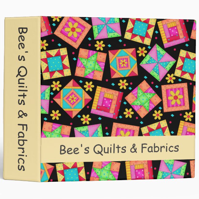 Classeur Peinture noire Quilt Art Business Album (Devant/Côté)