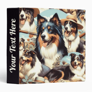 Classeur Peinture rétro Australian Shepherd sans couture