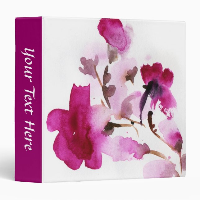 Classeur Peintures florales abstraites 4 d'aquarelle (Devant/Côté)