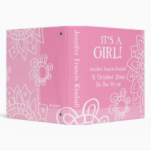 Classeur Penser Rose Blanc C'Est Une Fille Nouveau-Né Fleur
