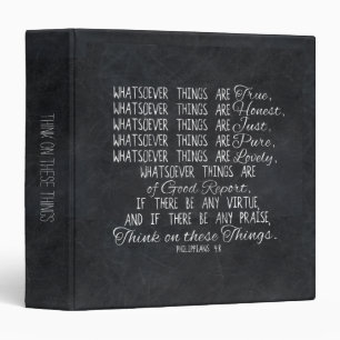 Classeur Pensez à ces choses Écriture de la Bible chréti