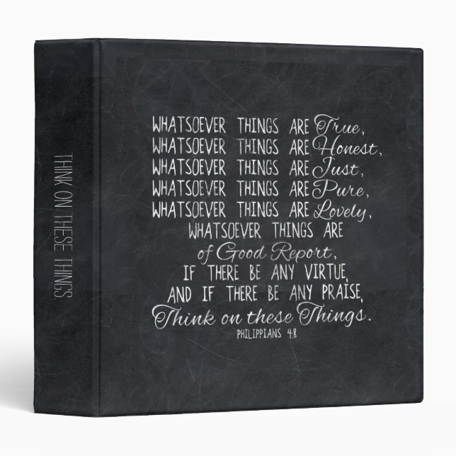 Classeur Pensez à ces choses Écriture de la Bible chrétienn (Devant/Côté)