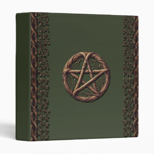 Classeur Pentacle de brindille de bois vert olive Wiccan
