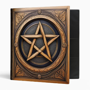 Classeur Pentacle en Bois Sculpté et Cuir Livre des Ombres